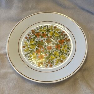 Corelle Indian Summer Autumn Orange Floral Dinner Plate Dish Used Brown Yellow